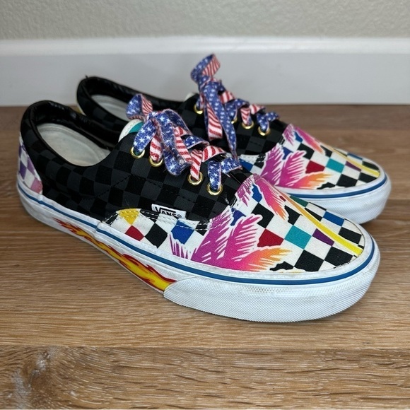 Vans Shoes - Vans Unisex Custom Flames Fire Sidewall Checkerboard Palm Tree Sneakers